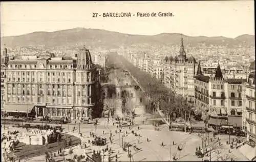 Ak Barcelona Katalonien Spanien, Paseo de Gracia