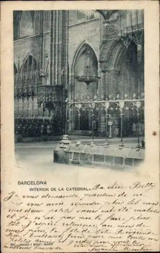 Ak Barcelona Katalonien Spanien, Inneres der Kathedrale