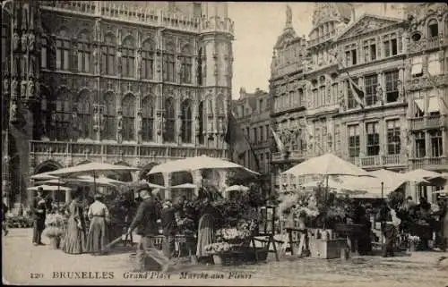 Ak Brüssel Brüssel, Grand Place, Blumenmarkt