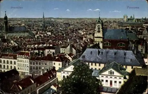 Ak Bruxelles Brüssel, Panorama der Stadt, Hausdächer, Kirchturm