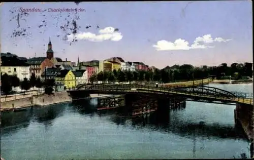 Ak Berlin Spandau, Blick auf die Charlottenbrücke, Kirche