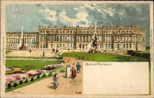 Künstler Litho Heinisch, Herrenchiemsee Chiemsee in Oberbayern, Schloss, Park