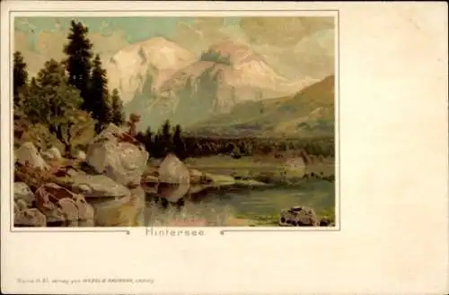 Litho Ramsau im Berchtesgadener Land Oberbayern, Hintersee