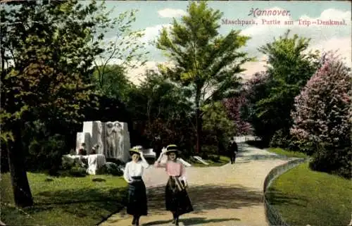 Ak Hannover in Niedersachsen, Maschpark, Trip-Denkmal, Frauen