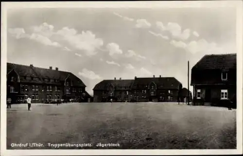 Ak Ohrdruf in Thüringen, Truppenübungsplatz, Jägerblock