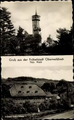 Ak Oberweißbach im Weißbachtal Thüringen, Fröbelturm, Fröbels Geburtshaus