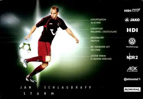 Autogrammkarte Fußball, Jan Schlaudraff, Hannover 96