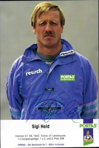 Ak Fußball, Sigi Held, Portrait, Autogramm