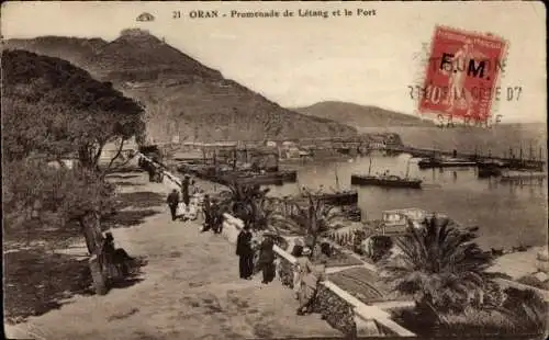 Ak Oran Algerien, Promenade de Letang, Hafen