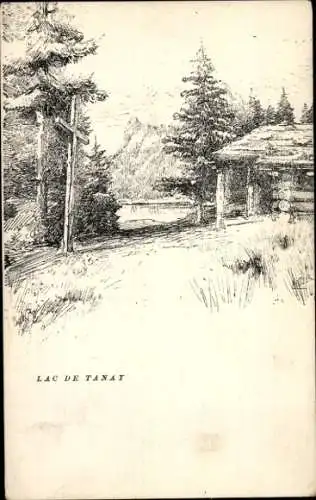 Künstler Ak Kanton Wallis, Lac de Tanay, Hütte