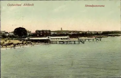 Ak Ostseebad Ahlbeck Heringsdorf auf Usedom, Strandpanorama