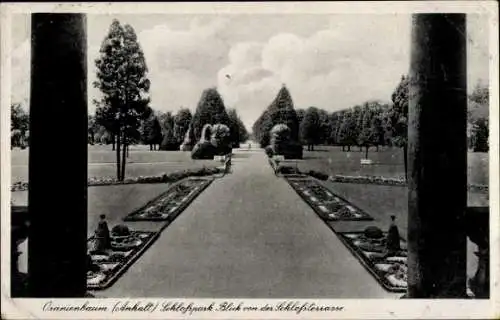 Ak Oranienbaum Wörlitz im Kreis Wittenberg, Schlosspark von der Schlossterrasse gesehen