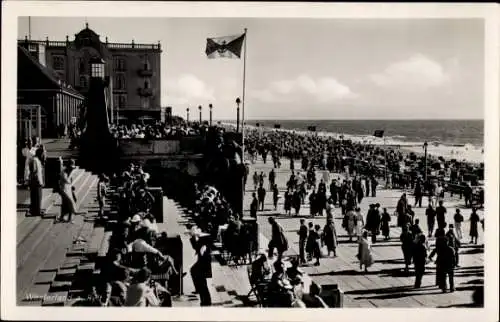 Ak Westerland auf Sylt, Strandpromenade, Brandung, Fahne