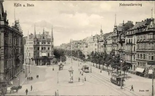 Ak Köln am Rhein, Hohenzollernring, Straßenbahnen, Litfasssäule