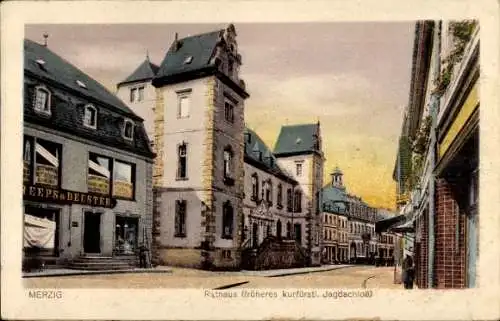 Ak Merzig Saarland, Rathaus, früheres kurfürstliches Jagdschloss