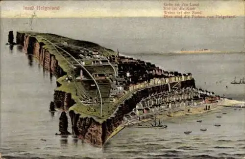 Ak Nordseeinsel Helgoland, Gesamtansicht, Gedicht