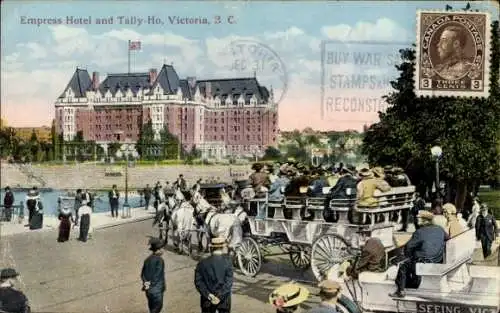 Ak Victoria British Columbia Kanada, Empress Hotel und Tally Ho