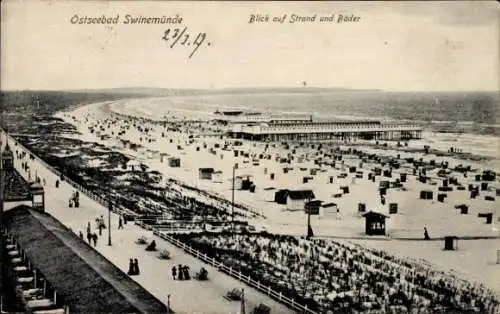 Ak Świnoujście Swinemünde Pommern, Blick auf Strand und Bäder