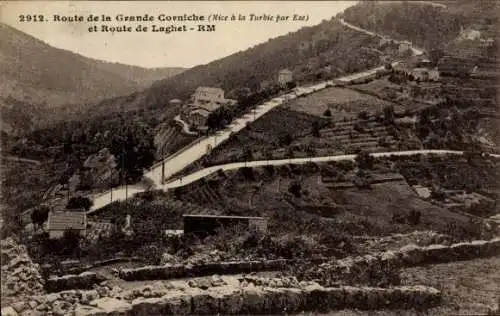 Ak La Corniche Alpes Maritimes, Route de la Grande Corniche, Route de Laghet