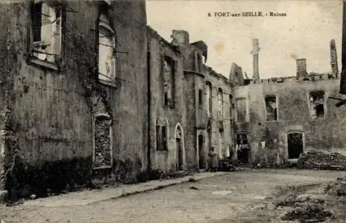 Ak Port sur Seille Meurthe et Moselle, Ruines