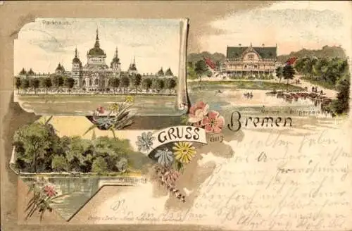 Litho Hansestadt Bremen, Parkhaus, Meierei im Bürgerpark, Wall