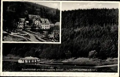 Ak Nastätten im Rhein Lahn Kreis, Schwimmbad und Mineralquelle Schwall