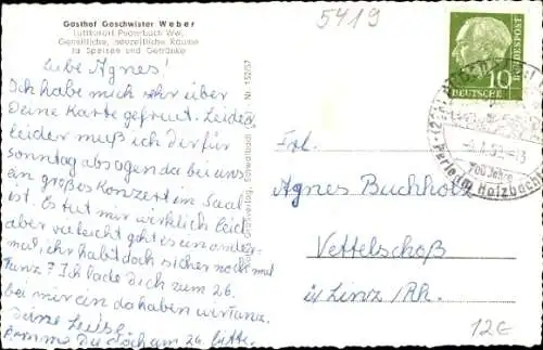 Ak Puderbach im Westerwald, Gasthof Geschwister Weber