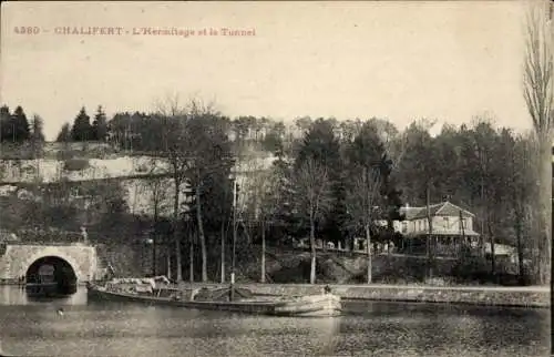 Ak Chalifert Seine et Marne, Eremitage und der Tunnel