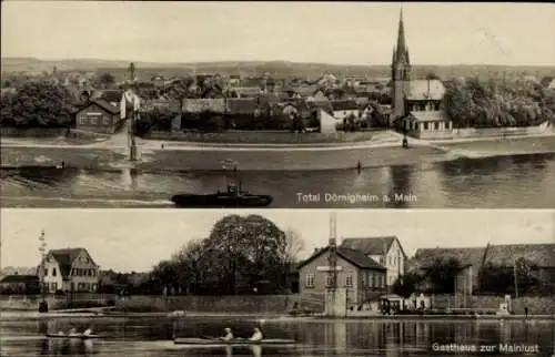 Ak Dörnigheim am Main, Gasthaus zur Mainlust, Ortsansicht