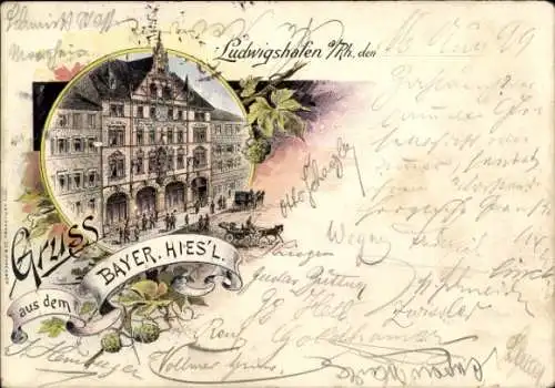 Litho Ludwigshafen am Rhein, Gasthaus Bayerisches Hies'l