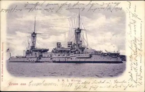 Ak Deutsches Kriegsschiff, SMS Wörth, Kaiserliche Marine