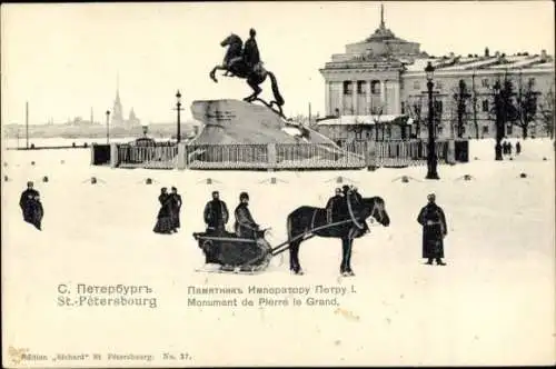 Ak Sankt Petersburg Russland, Der eherne Reiter, Winter