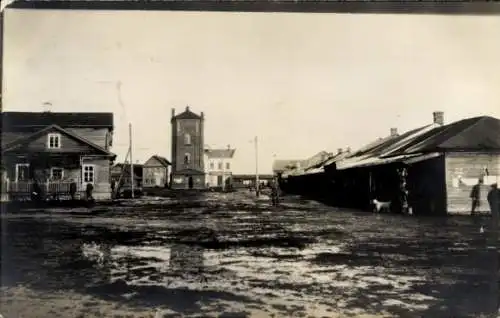 Foto Ak Petschory Russland ?, Straßenpartie