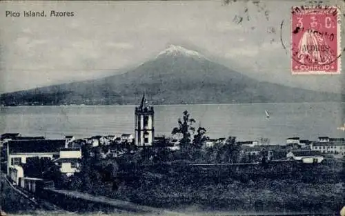 Ak Pico Insel Azoren, Totale mit Vulkan