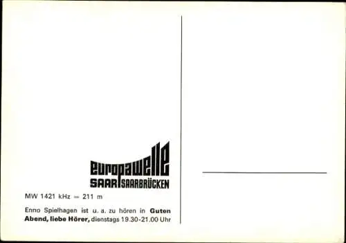 Ak Enno Spielhagen, Europawelle Saarbrücken, Radiomoderator, Autogramm
