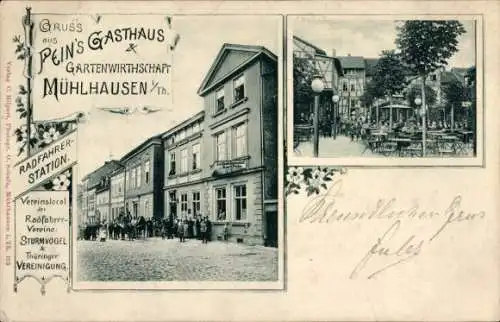 Ak Mühlhausen in Thüringen, Peins Gasthaus und Gartenwirtschaft, Langensalzaer Straße 75