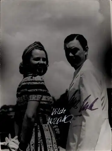 Foto Schauspieler Hans Holt und Hilde Krahl, Autogramm