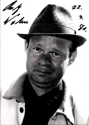 Foto Schauspieler Ralf Wolter, Portrait, Hut, Autogramm