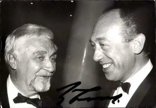 Foto Schauspieler Horst Tappert und Alexander Engel, Autogramm