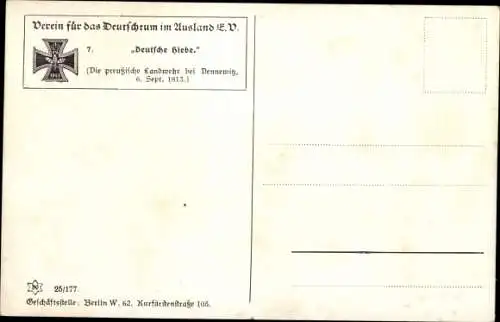 Künstler Ak Deutsche Hiebe, Preuß. Landwehr, Dennewitz, 6. Sept 1813, Novitas 25/177