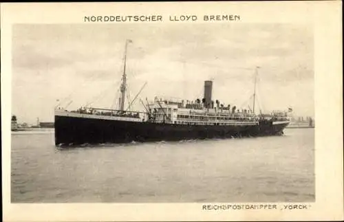 Ak Reichspostdampfer Yorck, Norddeutscher Lloyd Bremen