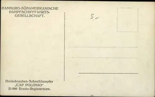 Ak Dampfschiff Cap Polonio, HSDG