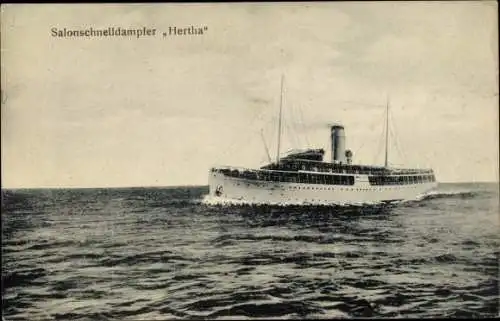 Ak Salonschnelldampfer Hertha, Reederei Braeunlich Stettin