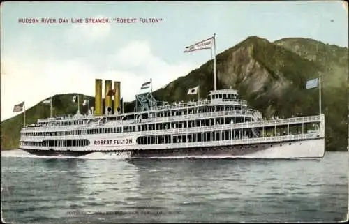 Ak New York USA, Raddampfer Robert Fulton, Hudson River Day Line Steamer