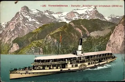 Ak Dampfer Schiller auf dem Vierwaldstättersee, Urirotstock