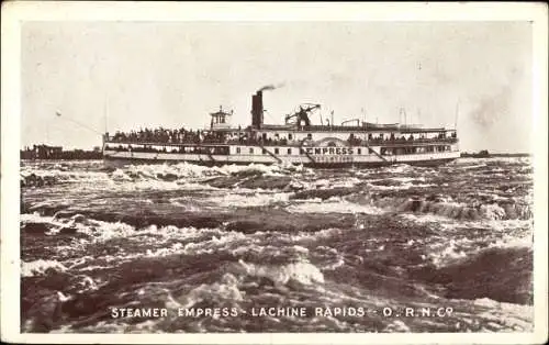 Ak Dampfer Empress auf dem St. Lorenz Strom, Lachine Stromschnellen