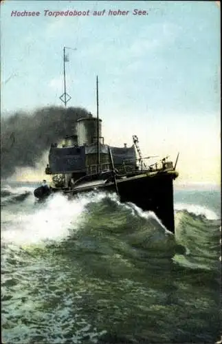 Ak Deutsches Kriegsschiff, Torpedoboot auf hoher See, Kaiserliche Marine