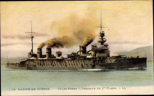 Ak Französisches Kriegsschiff, Jules Ferry, Croiseur de 1re Classe, Marine Militaire Francaise