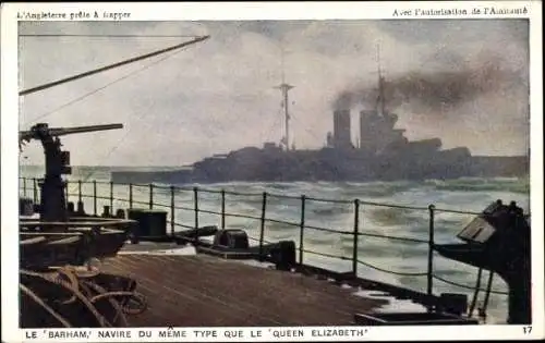 Ak Britisches Kriegsschiff, HMS Barham, Queen Elizabeth type, Schlachtschiff