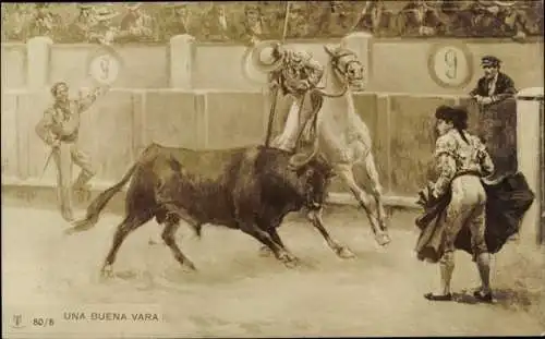 Künstler Ak Stierkampf in einer Arena
